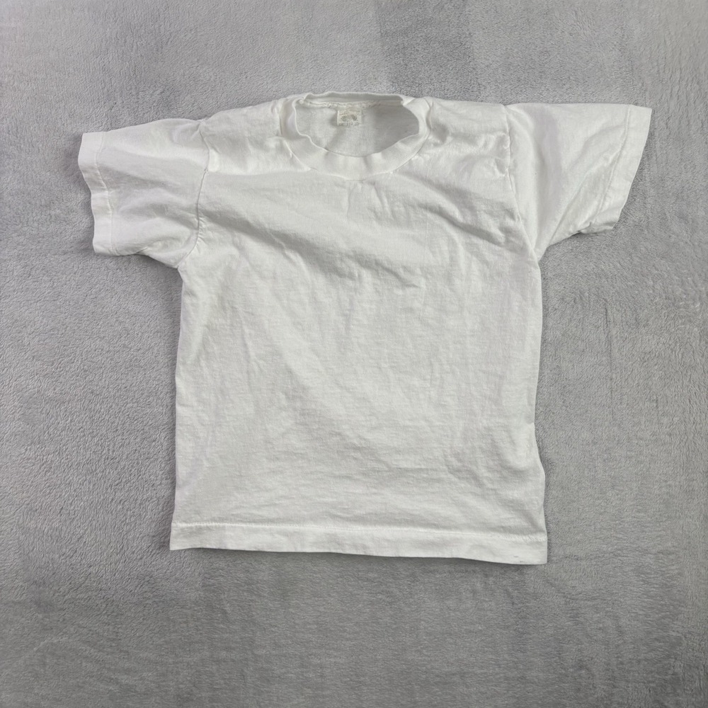 VTG 80s Fruit of The Loom White Blank Single Stitch Shirt Youth Large